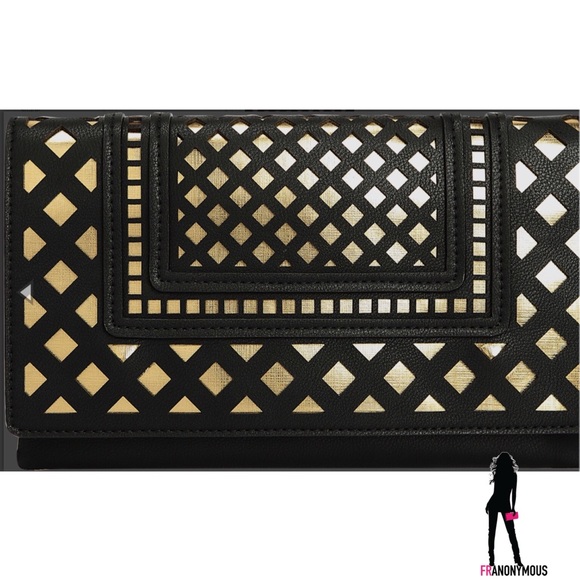 Black Leather Laser Cut Clutch - Picture 2 of 6